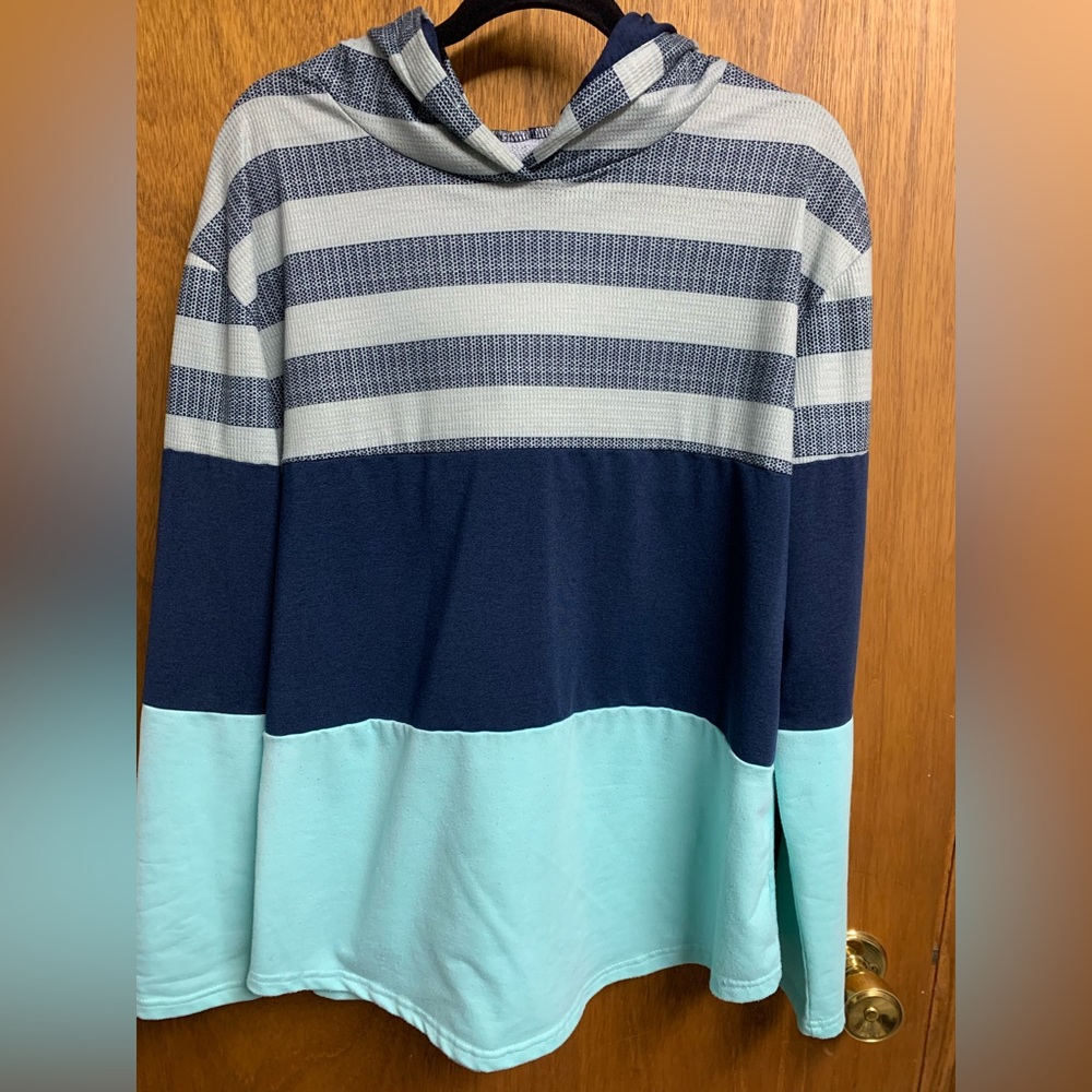 Striped blue hoodie size large